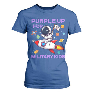 Purple Up For Military Kids T Shirt For Women Military Child Month Astronaut Funny TS10 Royal Blue Print Your Wear