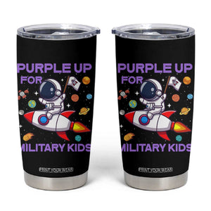 Purple Up For Military Kids Tumbler Cup Military Child Month Astronaut Funny TS10 Black Print Your Wear