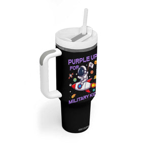 Purple Up For Military Kids Tumbler With Handle Military Child Month Astronaut Funny TS10 Print Your Wear