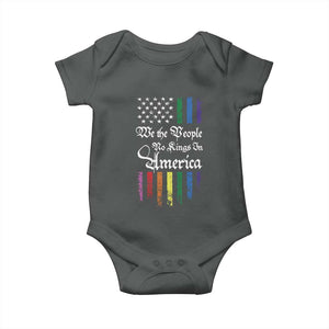 We The People No Kings In America Baby Onesie LGBTQ Rainbow USA Flag Gay Pride LGBT Ally TS10 Dark Heather Print Your Wear