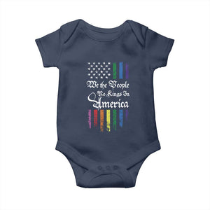 We The People No Kings In America Baby Onesie LGBTQ Rainbow USA Flag Gay Pride LGBT Ally TS10 Navy Print Your Wear