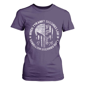 When Tyranny Becomes Law Rebellion Becomes Duty T Shirt For Women We The People 1776 American Flag TS10 Purple Print Your Wear