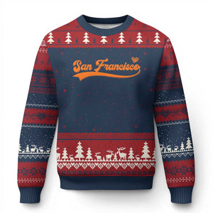 San Francisco Ugly Christmas Sweater SF Varsity California Script Vintage Sports Jersey Style TS10 Navy Red Print Your Wear