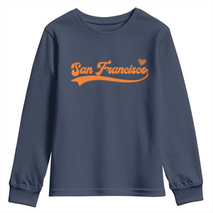 San Francisco Youth Sweatshirt SF Varsity California Script Vintage Sports Jersey Style TS10 Navy Print Your Wear
