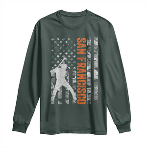 San Francisco Long Sleeve Shirt SF Baseball Player American Flag USA Camo Patriotic TS10 Dark Forest Green Print Your Wear