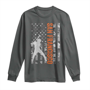 San Francisco Long Sleeve Shirt SF Baseball Player American Flag USA Camo Patriotic TS10 Dark Heather Print Your Wear
