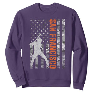 San Francisco Sweatshirt SF Baseball Player American Flag USA Camo Patriotic TS10 Purple Print Your Wear