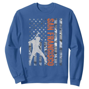 San Francisco Sweatshirt SF Baseball Player American Flag USA Camo Patriotic TS10 Royal Blue Print Your Wear