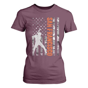 San Francisco T Shirt For Women SF Baseball Player American Flag USA Camo Patriotic TS10 Maroon Print Your Wear