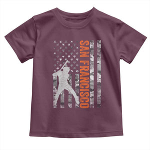 San Francisco Toddler T Shirt SF Baseball Player American Flag USA Camo Patriotic TS10 Maroon Print Your Wear