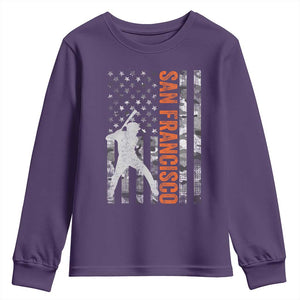 San Francisco Youth Sweatshirt SF Baseball Player American Flag USA Camo Patriotic TS10 Purple Print Your Wear
