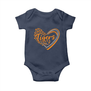 Vintage Tiger Baby Onesie Sports Fan Team Spirit Mascot Cute Leopard Heart TS10 Navy Print Your Wear