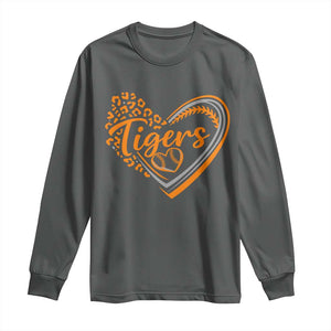 Vintage Tiger Long Sleeve Shirt Sports Fan Team Spirit Mascot Cute Leopard Heart TS10 Dark Heather Print Your Wear