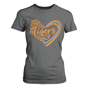 Vintage Tiger T Shirt For Women Sports Fan Team Spirit Mascot Cute Leopard Heart TS10 Dark Heather Print Your Wear