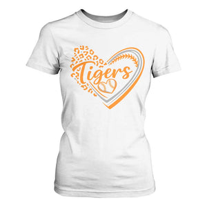 Vintage Tiger T Shirt For Women Sports Fan Team Spirit Mascot Cute Leopard Heart TS10 White Print Your Wear