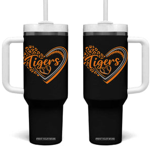 Vintage Tiger Tumbler With Handle Sports Fan Team Spirit Mascot Cute Leopard Heart TS10 One Size: 40 oz Black Print Your Wear