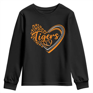 Vintage Tiger Youth Sweatshirt Sports Fan Team Spirit Mascot Cute Leopard Heart TS10 Black Print Your Wear