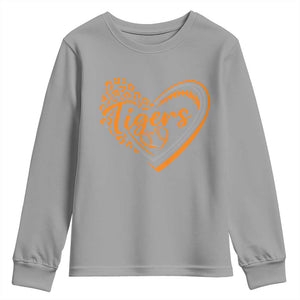 Vintage Tiger Youth Sweatshirt Sports Fan Team Spirit Mascot Cute Leopard Heart TS10 Sport Gray Print Your Wear
