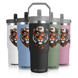 Tiger Mascot Flip Straw Tumbler Vintage Sports Name TS10 Print Your Wear