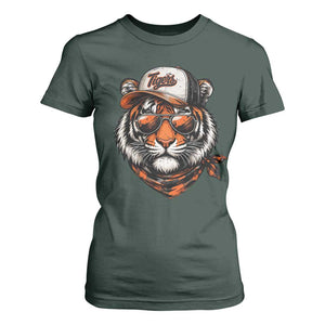 Tiger Mascot T Shirt For Women Vintage Sports Name TS10 Dark Forest Green Print Your Wear