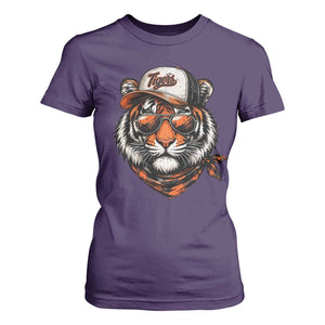 Tiger Mascot T Shirt For Women Vintage Sports Name TS10 Purple Print Your Wear