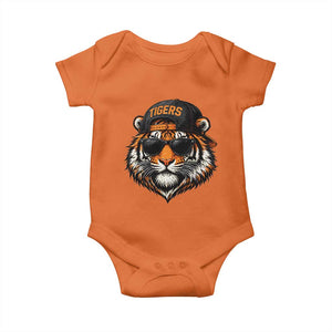 Tiger Mascot Baby Onesie Vintage Sports Name Baseball Cap Sunglasses TS10 Orange Print Your Wear