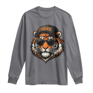 Tiger Mascot Long Sleeve Shirt Vintage Sports Name Baseball Cap Sunglasses TS10 Charcoal Print Your Wear