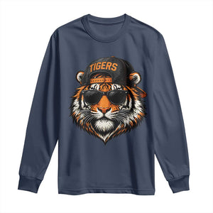 Tiger Mascot Long Sleeve Shirt Vintage Sports Name Baseball Cap Sunglasses TS10 Navy Print Your Wear