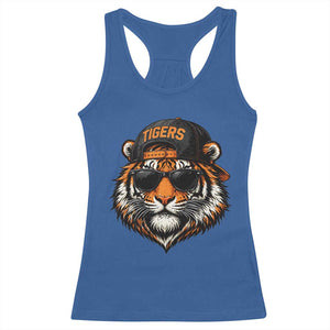 Tiger Mascot Racerback Tank Top Vintage Sports Name Baseball Cap Sunglasses TS10 Royal Blue Print Your Wear