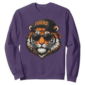 Tiger Mascot Sweatshirt Vintage Sports Name Baseball Cap Sunglasses TS10 Purple Print Your Wear