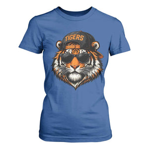 Tiger Mascot T Shirt For Women Vintage Sports Name Baseball Cap Sunglasses TS10 Royal Blue Print Your Wear