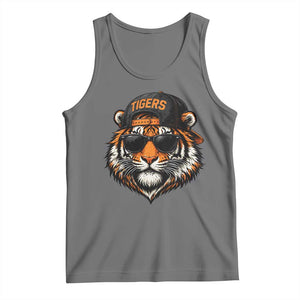 Tiger Mascot Tank Top Vintage Sports Name Baseball Cap Sunglasses TS10 Black Heather Print Your Wear