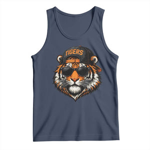 Tiger Mascot Tank Top Vintage Sports Name Baseball Cap Sunglasses TS10 Navy Print Your Wear