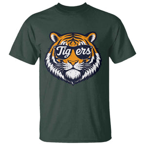 Tiger Face T Shirt Vintage Sports Name TS10 Dark Forest Green Print Your Wear
