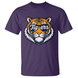 Tiger Face T Shirt Vintage Sports Name TS10 Purple Print Your Wear