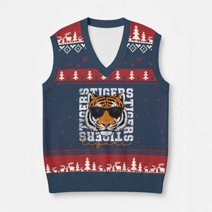 Vintage Tigers V-Neck Knit Sweater Vest Vintage Sports Inspirational Athletic Name TS10 Navy Red Print Your Wear