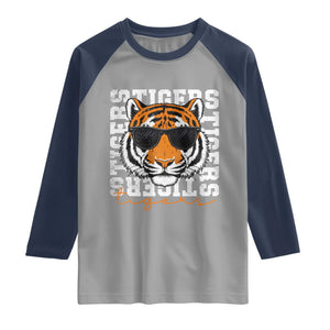Vintage Tigers Raglan Shirt Vintage Sports Inspirational Athletic Name TS10 Sport Gray Navy Print Your Wear