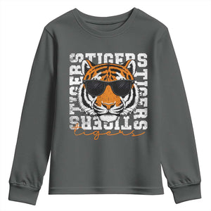 Vintage Tigers Youth Sweatshirt Vintage Sports Inspirational Athletic Name TS10 Dark Heather Print Your Wear