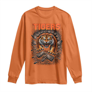 Tiger Sports Name Long Sleeve Shirt Vintage Distressed Baseball Fans TS10 Orange Print Your Wear