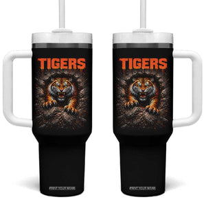 Tiger Sports Name Tumbler With Handle Vintage Distressed Baseball Fans TS10 One Size: 40 oz Black Print Your Wear