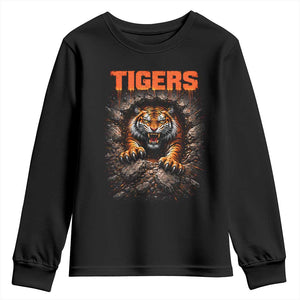 Tiger Sports Name Youth Sweatshirt Vintage Distressed Baseball Fans TS10 Black Print Your Wear