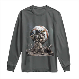 Astronaut Baseball Player Long Sleeve Shirt Distressed Houston Clutch City Sports Fans TS10 Dark Heather Print Your Wear