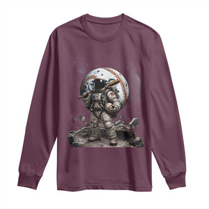Astronaut Baseball Player Long Sleeve Shirt Distressed Houston Clutch City Sports Fans TS10 Maroon Print Your Wear