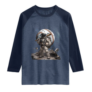 Astronaut Baseball Player Raglan Shirt Distressed Houston Clutch City Sports Fans TS10 Heather Denim Navy Print Your Wear