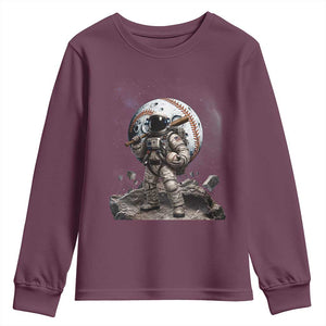 Astronaut Baseball Player Youth Sweatshirt Distressed Houston Clutch City Sports Fans TS10 Maroon Print Your Wear