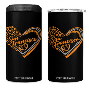 San Francisco 4 in 1 Can Cooler Tumbler SF Leopard Heart US State Baseball Fan Team Spirit TS10 One Size: 16 oz Black Print Your Wear