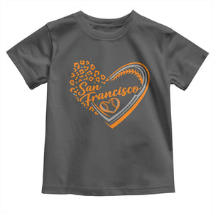San Francisco Toddler T Shirt SF Leopard Heart US State Baseball Fan Team Spirit TS10 Dark Heather Print Your Wear