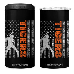 Baseball Player Tiger 4 in 1 Can Cooler Tumbler Team Spirit American Flag USA Camo Patriotic Graphic TS10 One Size: 16 oz Black Print Your Wear