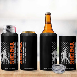 Baseball Player Tiger 4 in 1 Can Cooler Tumbler Team Spirit American Flag USA Camo Patriotic Graphic TS10 Print Your Wear