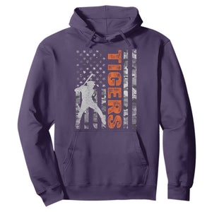 Baseball Player Tiger Hoodie Team Spirit American Flag USA Camo Patriotic Graphic TS10 Purple Print Your Wear